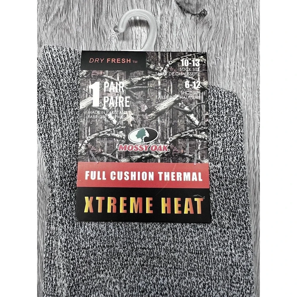Mossy Oak Full‎ Cushion Thermal Xtreme Heat Socks Shoe Size 6-12
